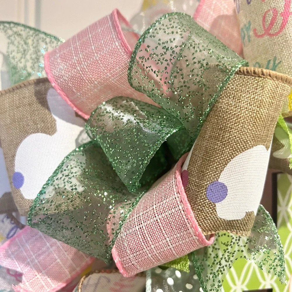 13” Happy Easter Ribbon Wreath 